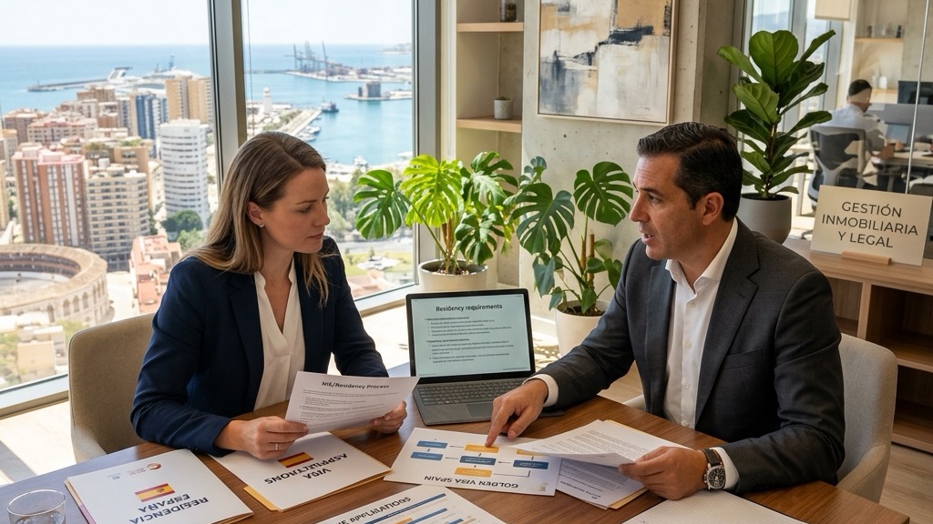Client reviewing Spain residency options and property documents